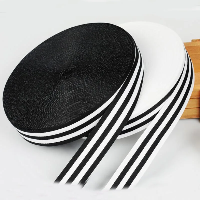 

50 ярдов, 2 см, черно-белая Шифрованная Плоская Лента 100D, текстильные и Швейные аксессуары, Полиэстеровая тесьма