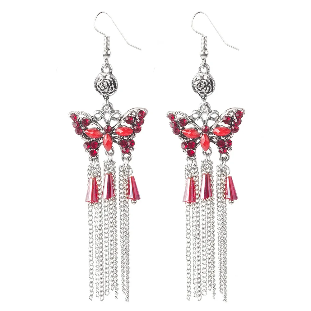 

earrings fashion diamond butterfly long tassel earrings beach holiday style thin earrings