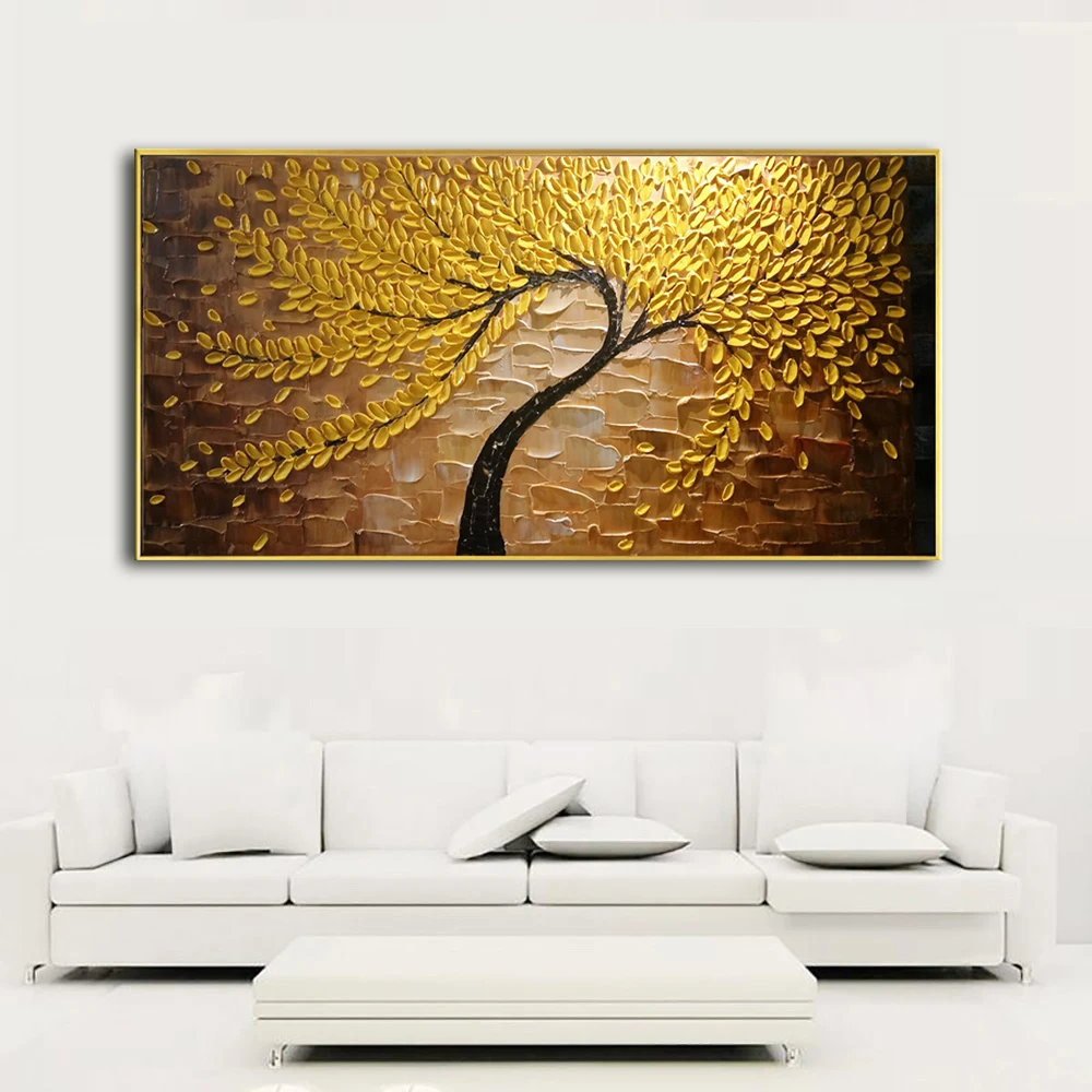 

New handmade Modern Canvas on Oil Painting Palette knife Tree 3D Flowers Paintings Home living room Decor Wall Art 168022
