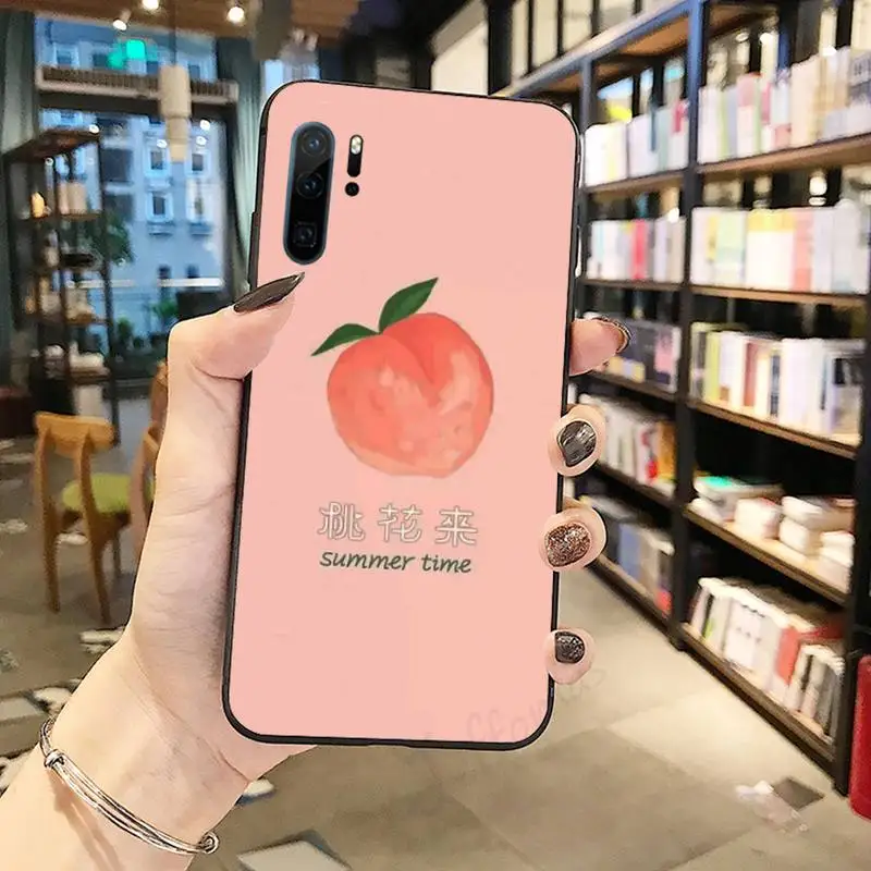 

Cute fruit peach cartoon pink art Phone Case Funda For Huawei P9 P10 P20 P30 Lite 2016 2017 2019 plus pro P smart accessories