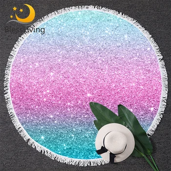 BlessLiving Colorful Realistic Large Round Beach Towel Trendy Rainbow Bath Towel Pastel Color Girly Sunblock Blanket Cover 150cm 1