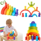 Радужные строительные блоки, комбинация злодей, деревянные детские образовательные цветные полукруглые строительные блоки WYW