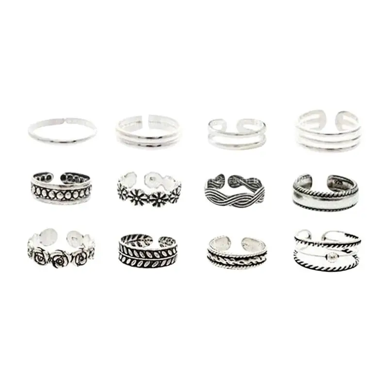 12 шт. регулируемое кольцо на палец унисекс кольца ноги модные сплав покрытие