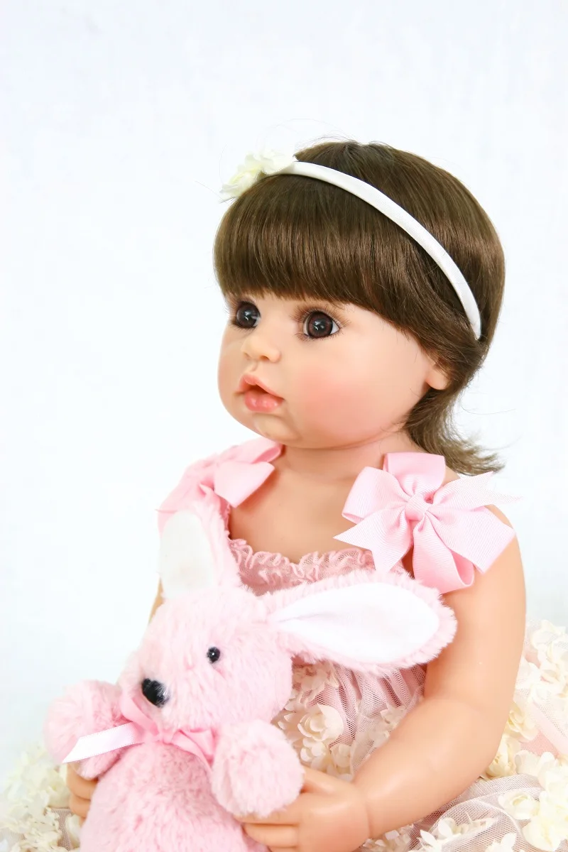 

55cm Full Silicone Reborn Baby Doll Soft Vinyl Newborn Princess Toddler Girl Bebe Bathe Toy Birthday Gift
