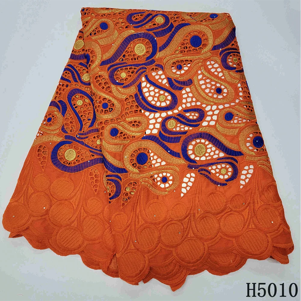 

New African Lace Fabric High Quality Swiss Lace Fabric 5 Yards Voile Suisse Coton 2021 Embroidered Nigerian Lace Fabrics HJ5010