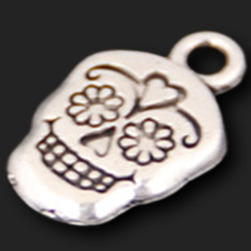 

20Pcs Antique Sliver Color Skull Face Fit Bracelets Necklace DIY Metal Jewelry Making 12*19mm A28
