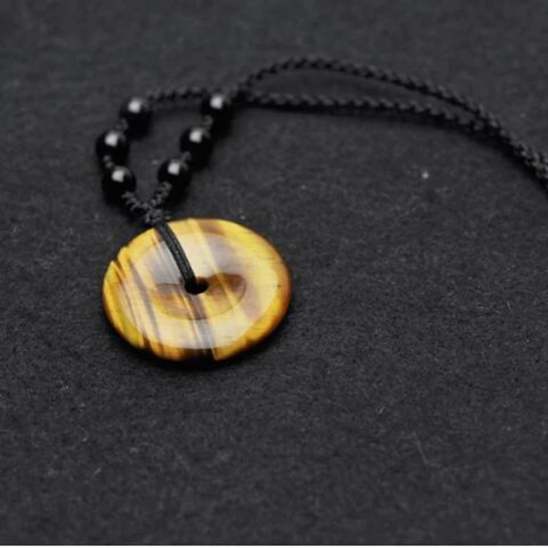 

Natural Tiger's Eye Stone Peace-buckle Pendant Jewelry Fine Jewelry lucky Safety Auspicious Amulet Jade Pendant Jewelry