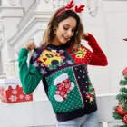 Уродливый Рождественский свитер, носки в стиле пэчворк с колокольчиками и деревьями, вязаные свитера с принтом и круглым вырезом, Рождественский женский милый мультяшный пуловер 2022