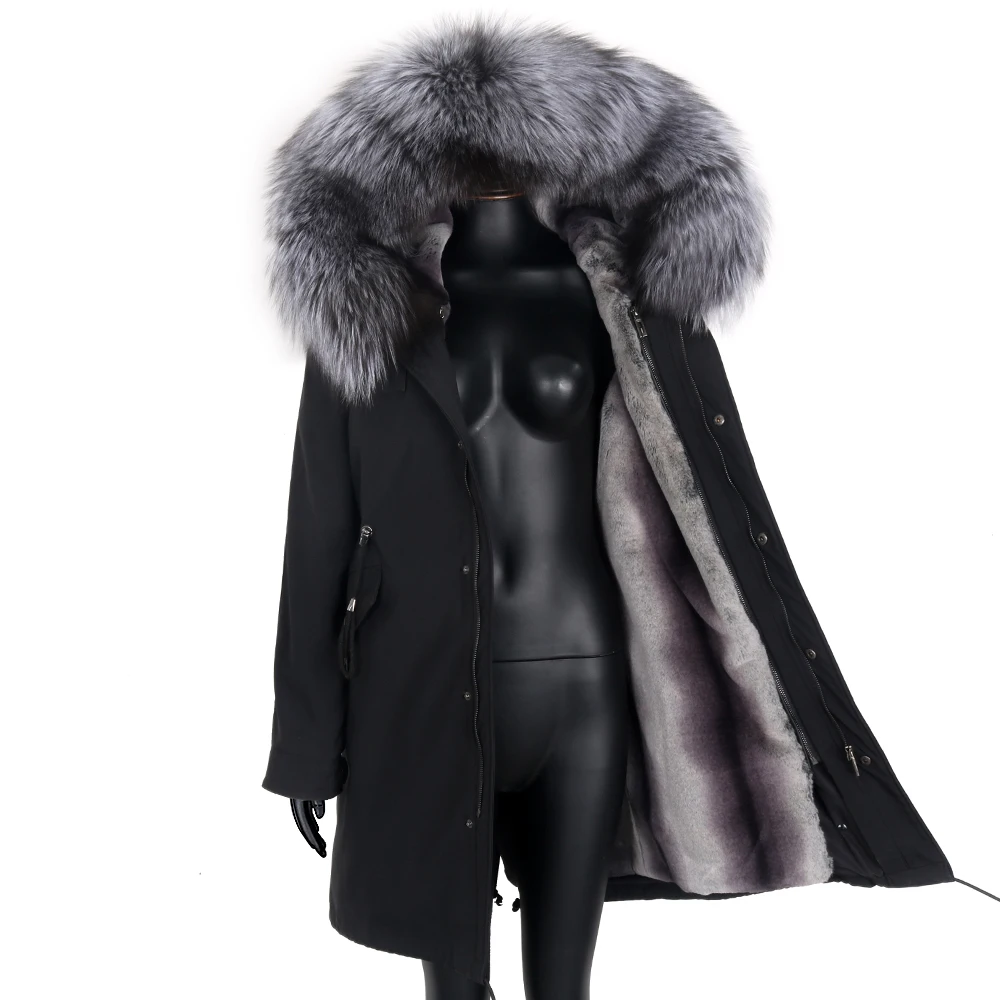 2021 Long Parka Real Fur Coat Women Winter Jacket Natural Real Fox Fur Coats Casual Oversize New Outerwear Streetwear