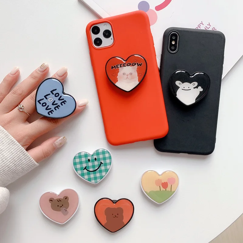 

lovely heart shape smile expanding stand and grip phone holder phone grip love pattern phone stand socket for iphone Samsung