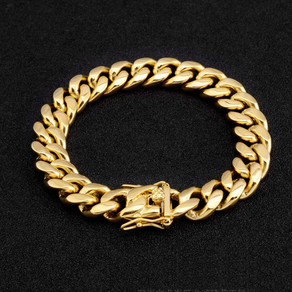 Мужские браслеты из кубинской цепи Майами ювелирные изделия нержавеющей стали в
