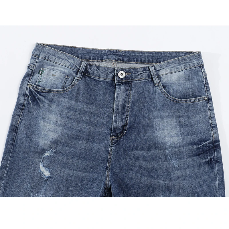 Мужские рваные джинсы KSTUN синие ультратонкие стрейч с потертостями облегающие в