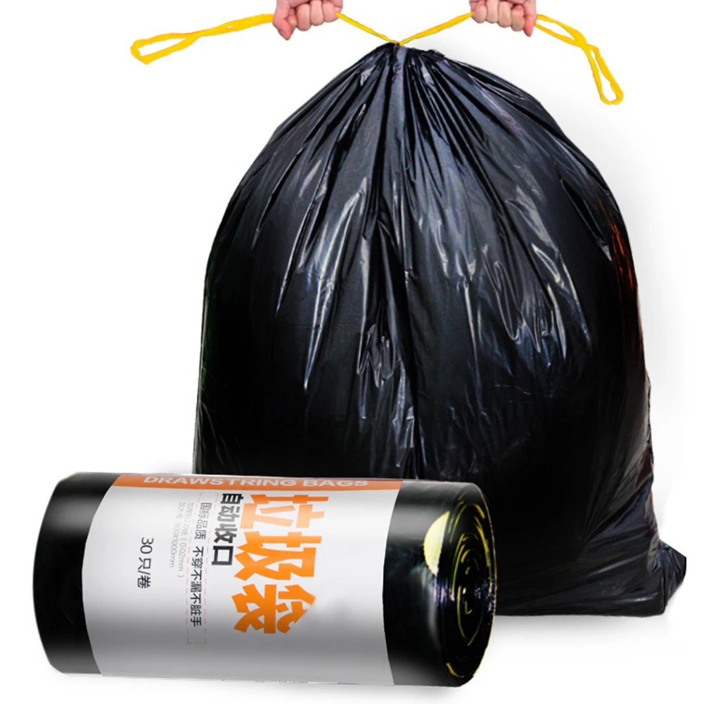 

30pcs Thick Drawstring Garbage Bags Rubbish Bin Toilet Waste Trash Liners Large Size 80 x 100cmGarbage Bags