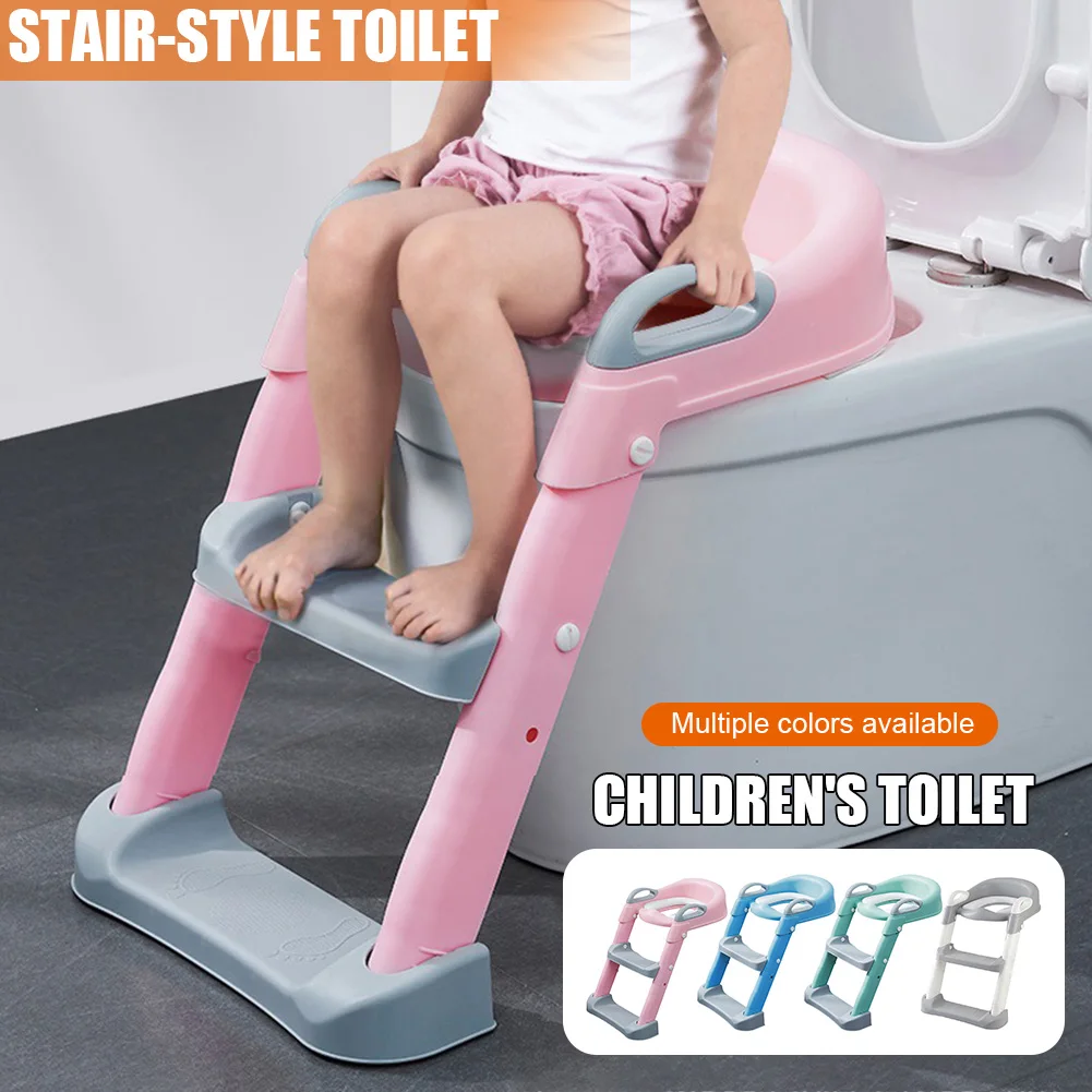 2 Potty Training Toilet Chair Seat with Step Ladder for Kids and Toddler Boys Girls  Soft Padded Seat with Foldable Wide