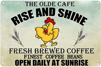 coffee shop wall decoration metal tin sign the olde cafe rise and shine fresh brewed coffee home wall decoration metal plate
