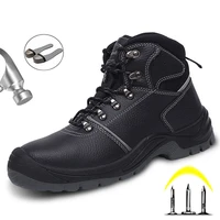 2021 mens safety shoes work boots steel toe cap safety boots leather mens boots waterproof work shoes anti smashing men shoes