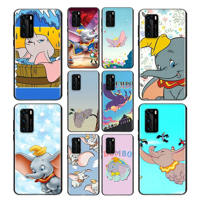 

For Huawei P40 P30 P20 P50 Pro Plus P10 P9 P8 Lite 2019 2017 RU E Mini Black Disney Cartoon Animation Dumbo Phone Case