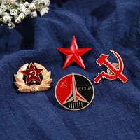 1pc hot retro ussr symbol enamel pin red star sickle hammer cold war soviet cccp brooch gift icon badge lapel pin for coat cap