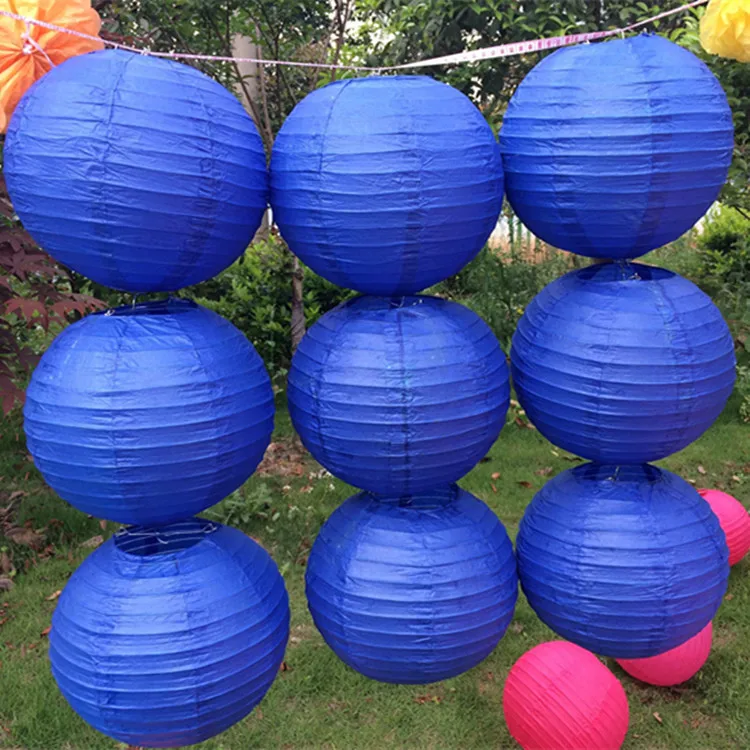 Новинка круглые бумажные фонари Королевского синего цвета 4-6-8-10-12-14 дюймов