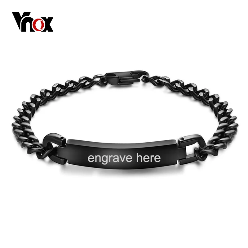 Vnox Бесплатная персонифицированная Имя ID браслет для мужчин ювелирные изделия