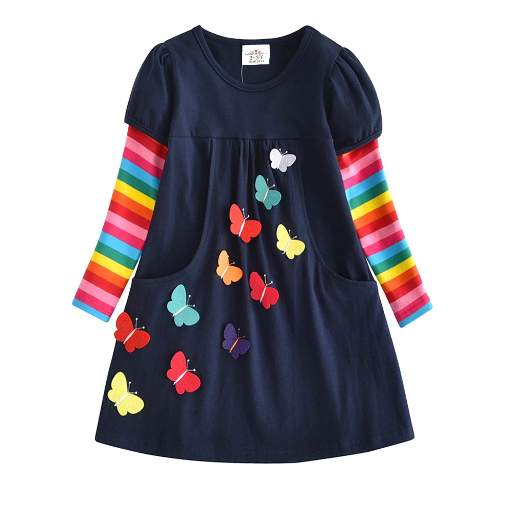 DXTON Christmas Girls Dresses Long Sleeve Baby Winter Kids Cotton Clothing Casual for 2-8 Years Children | Детская одежда и обувь