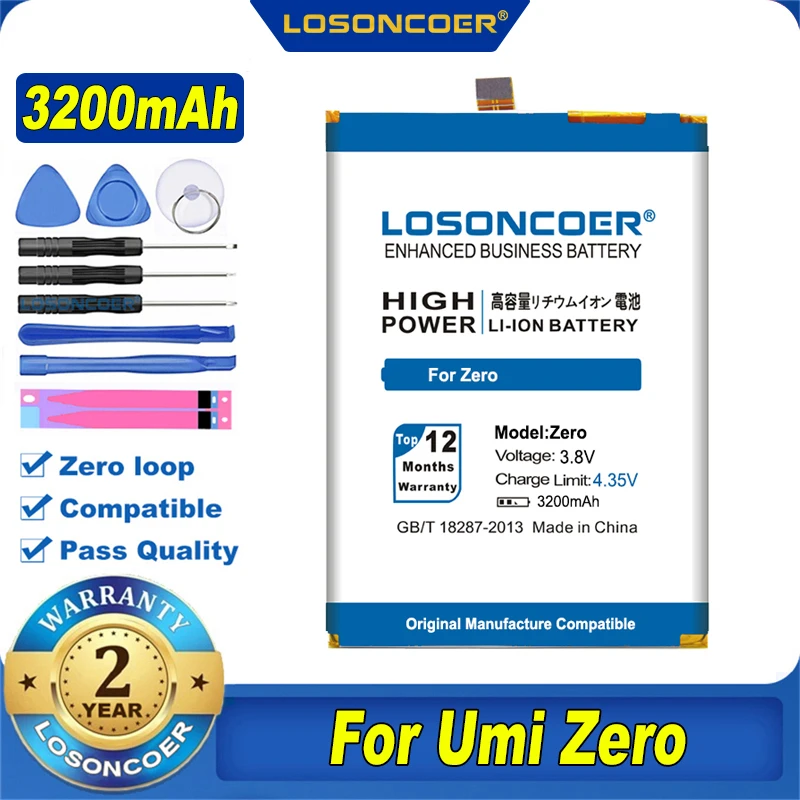 100% Оригинальный LOSONCOER 3200 мАч для Umi Zero Battery Free Tools|Аккумуляторы мобильных