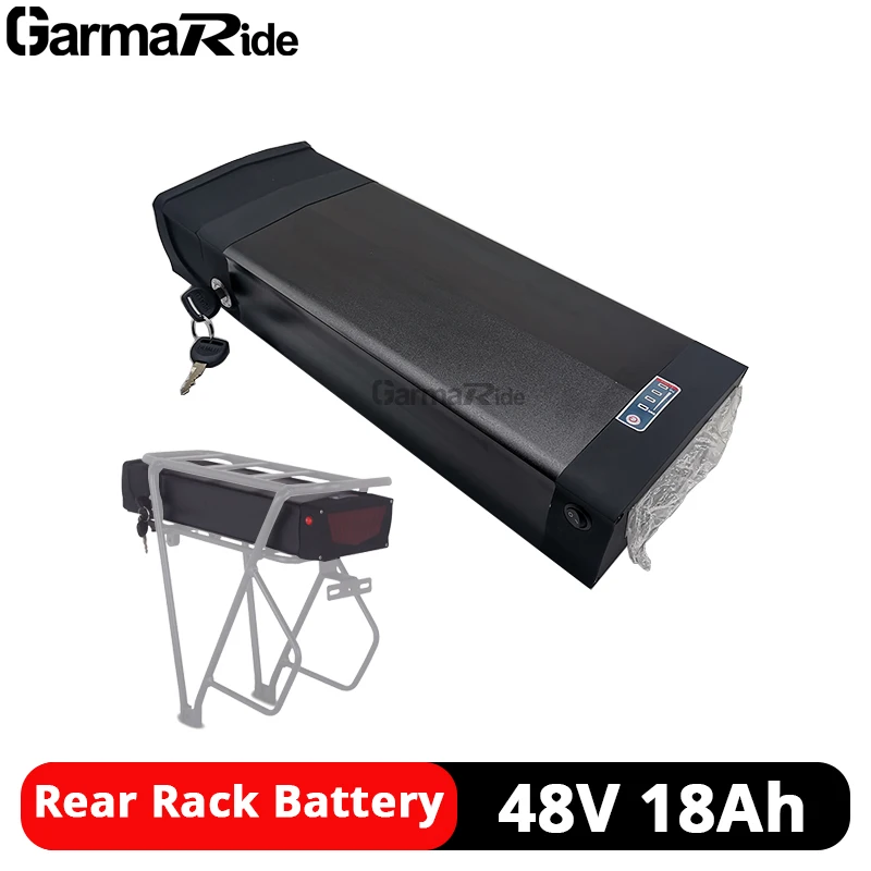 

48V 18Ah Ebike Rear Rack Battery 18650 Electric Bicycle Carrier Type Battery Lithium Li-ion Battery Pack with USB 500-1000W