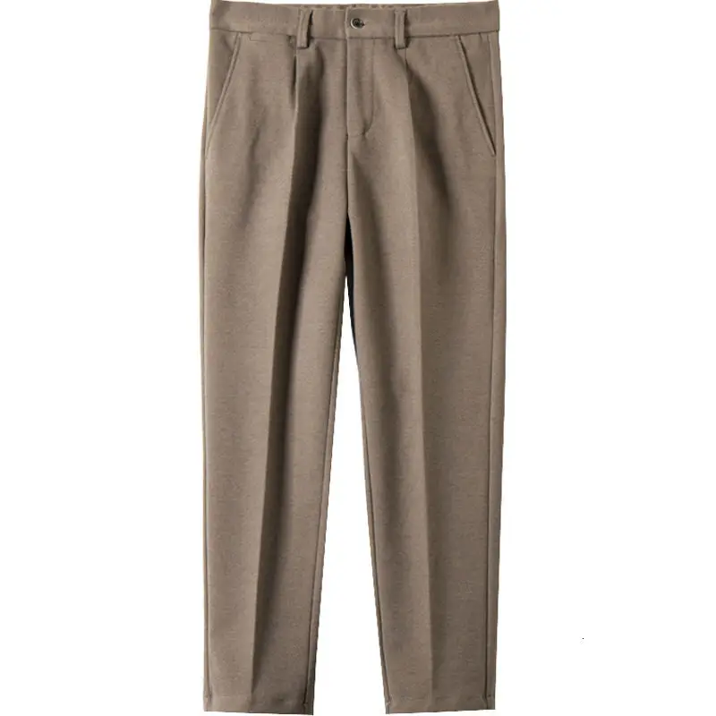 

2020 Winter Men's Heavy Thicken Woolen Pants Slim Fit Suit Pants Formal Business Cotton Casual Pants Homme Trousers Size 28-38