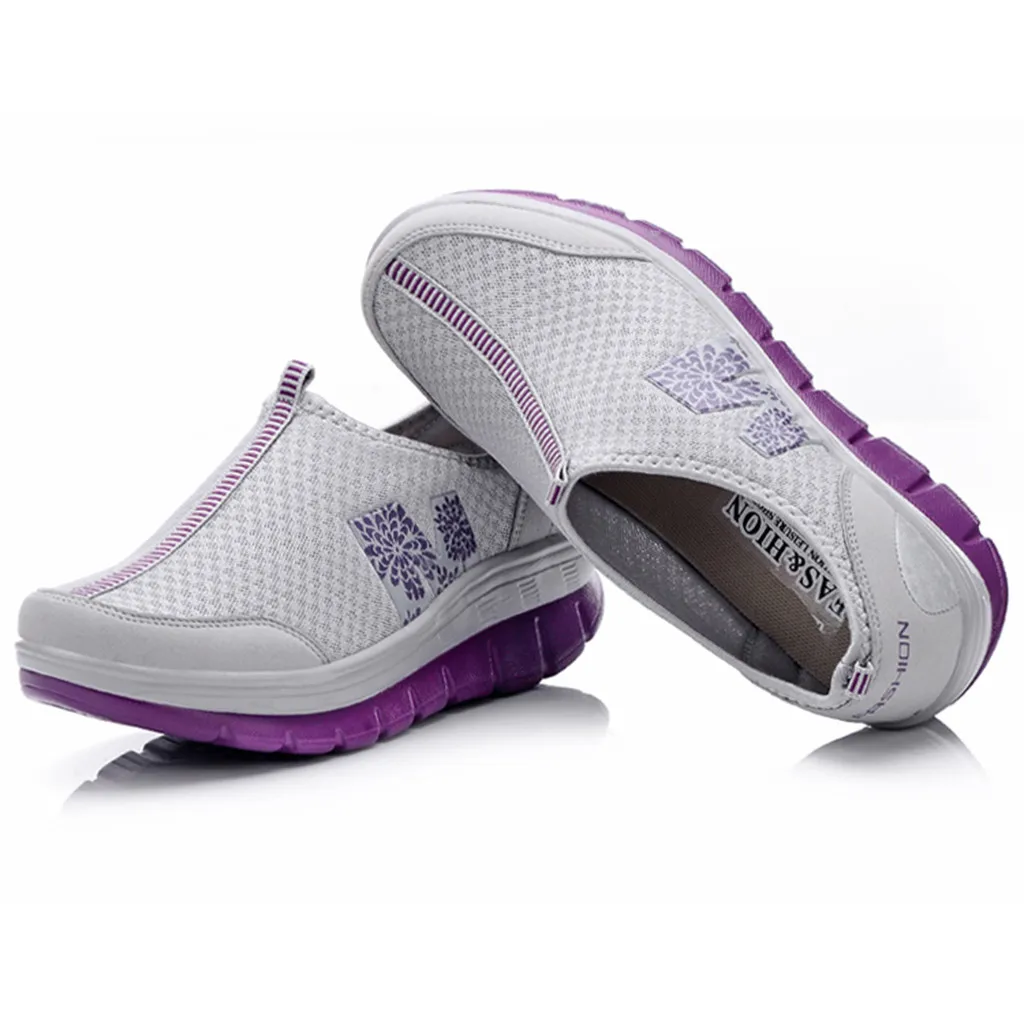 Женские кроссовки с дышащей сеткой модные повседневные для бега на танкетке