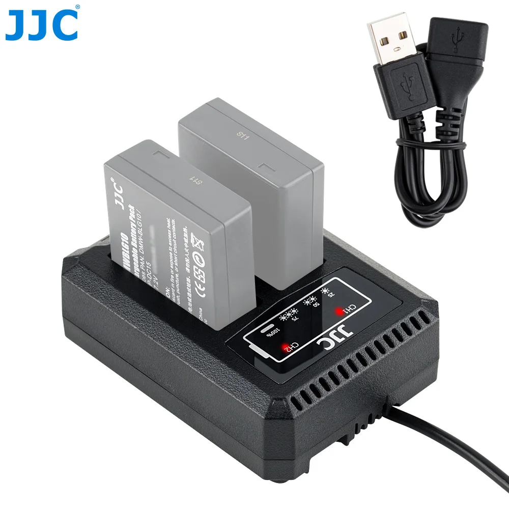 

JJC USB Dual Battery Travel Charger for Panasonic DMW-BLG10 DMW-BLE9 Leica BP-DC15 On Panasonic DC-G100 G110 DMC-GF6 GX7 GF5 GF3