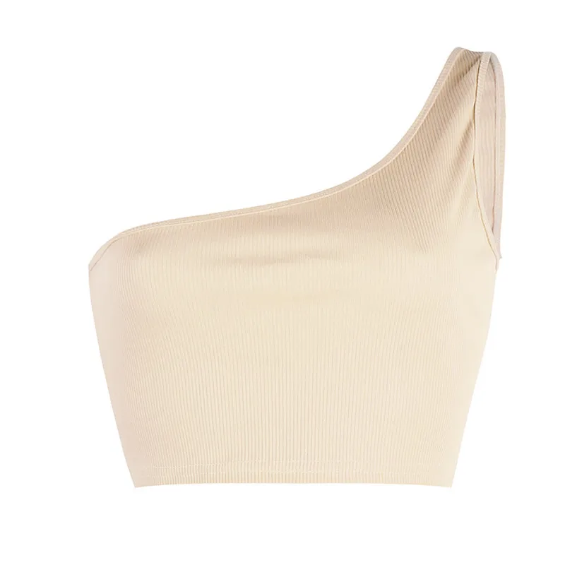 Майка Женская Базовая на одно плечо повседневный облегающий однотонный