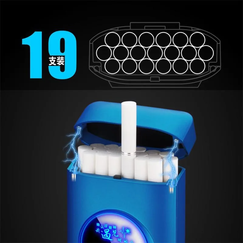 Металлический Ёмкость сигареты Чехол коробка с электронная USB Зажигалка 19PCS