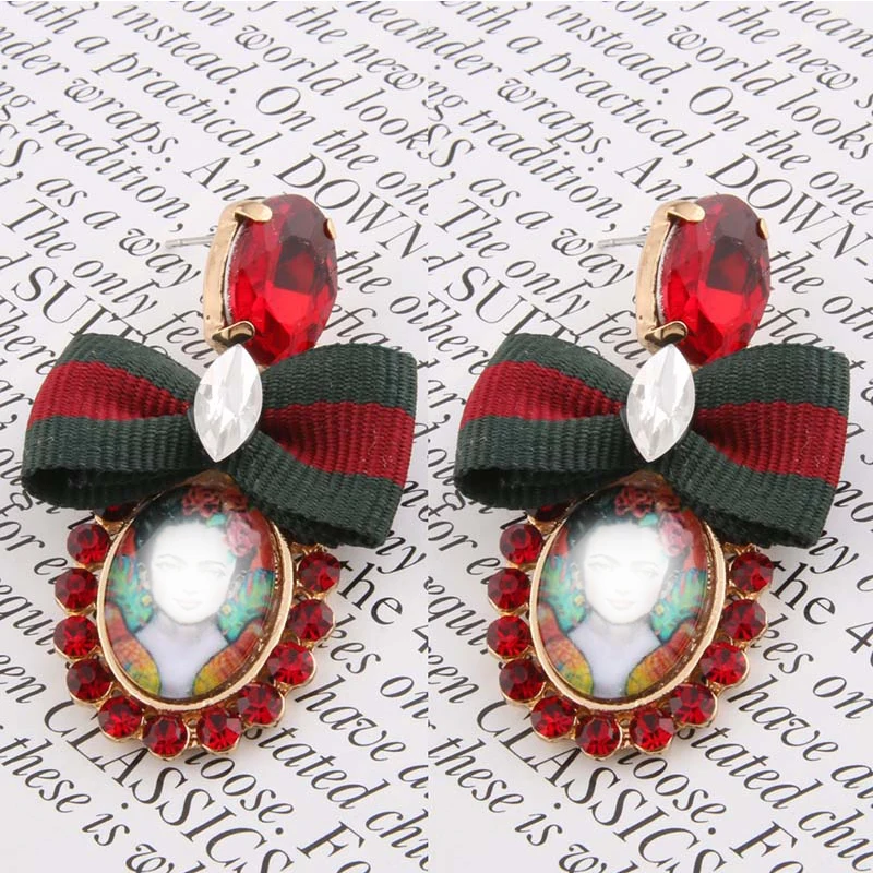 Висячие серьги NeeFu WoFu с кристаллами большие овальной формы длинные