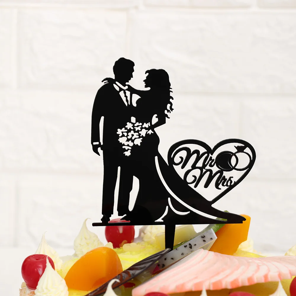1 шт. акриловые черные золотые топперы для торта невесты жениха мистер миссис
