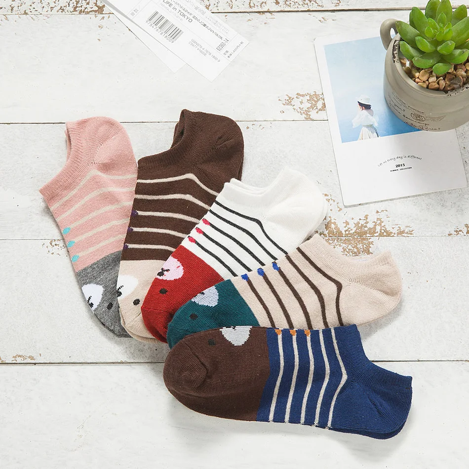 Теплые удобные хлопковые женские носки для девочек низкие невидимые 1 пара = 2 шт.