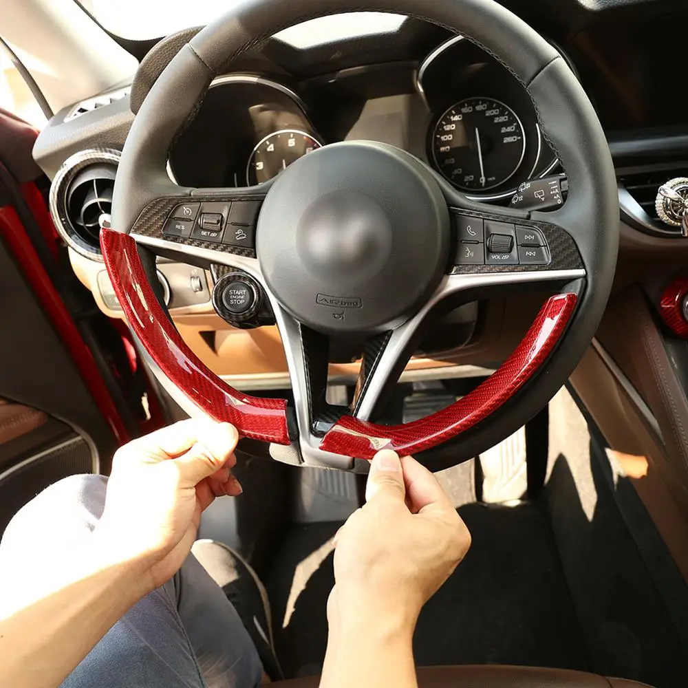 Красная декоративная рамка на руль из настоящего углеродного волокна накладка