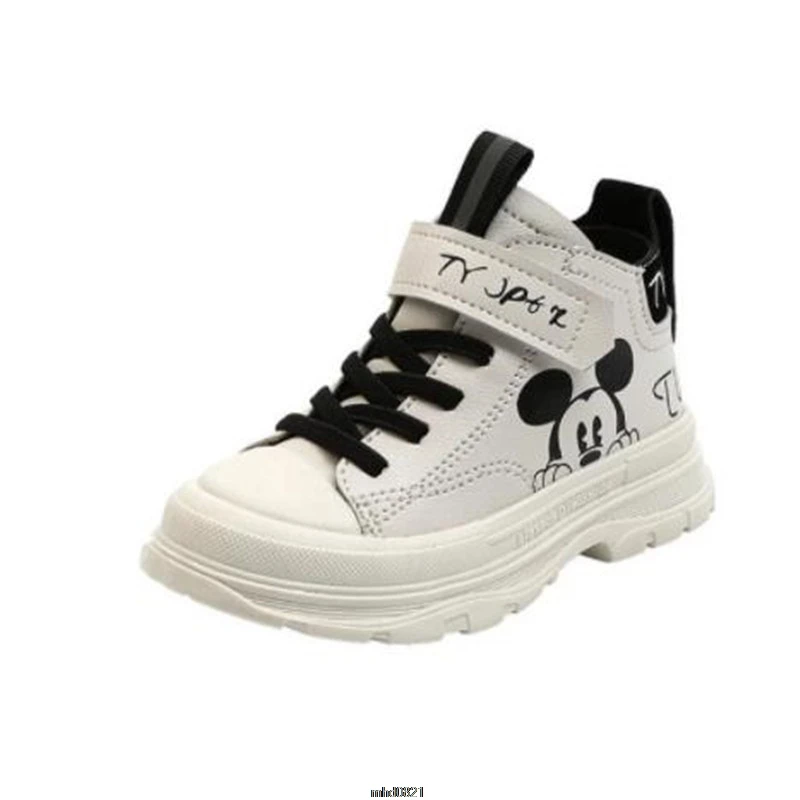 Детские кроссовки Disney с Микки Маусом мягкие кожаные ботильоны для маленьких