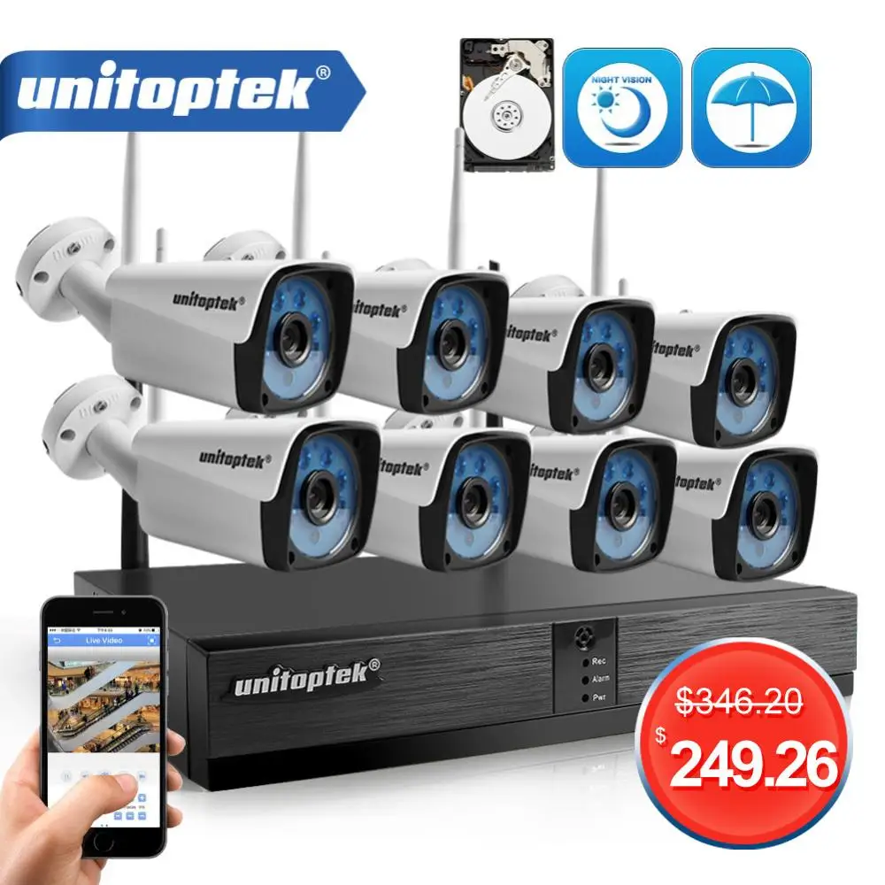 8CH Беспроводная NVR система камер домашней безопасности H.265 1080P HD CCTV видео