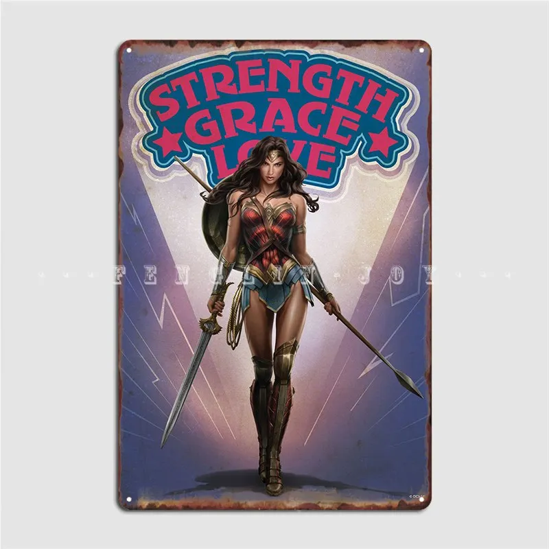

Strength Grace Love Poster Metal Plaque Club Home Pub Garage Classic Garage Decoration Tin Sign Poster