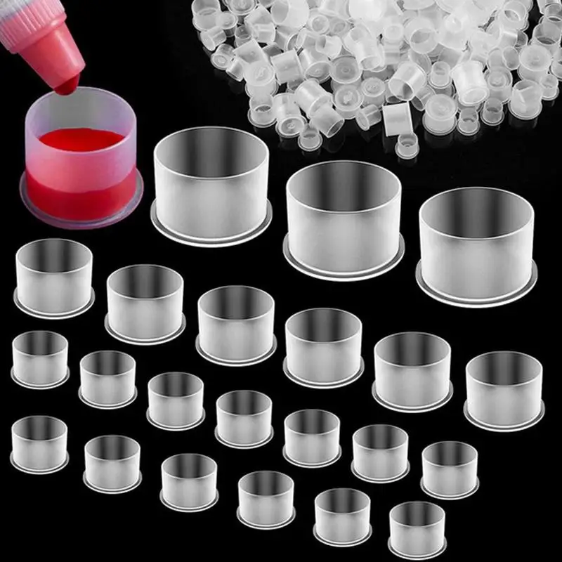 

1000pcs Disposable Plastic Tattoo Ink Cup Permanent Makeup Pigment Transparent Holder Container Cover Tattoo Accessories