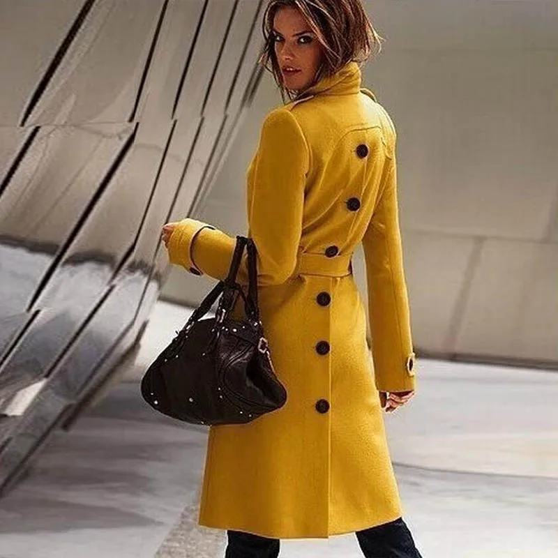 

Trench Coat Female 2019 Winter Solid Slim Long sleeve Women's Coat Trench Coats Single Breasted Elegant Female Long Coat Outwear