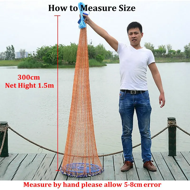 

Upgraded American Hand Cast Net with Flying Disc High Strength Fly Cast Fishing Network 300/360/420/480/540/600/720cm Throw Net