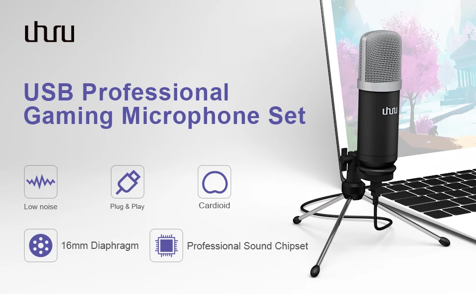 UHURU UM960 USB микрофон 192 кГц/24 бит Профессиональный Подкаст микрофонный конденсаторный микрофон с штативом Стенд для компьютера Youtube
