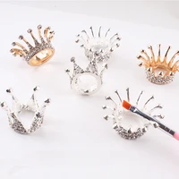 1pc three dimensional embossed glass crown nail brush displayer stand acrylic uv gel painting pen displayer holder manicure ce34
