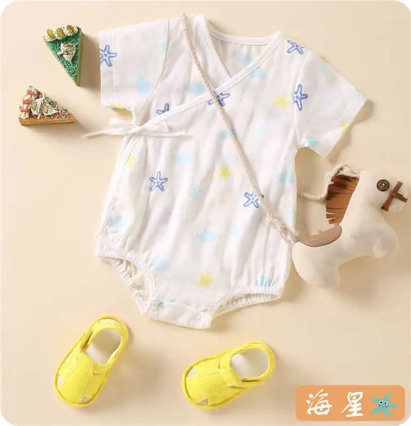 Летняя Милая новая детская одежда Bebe, комбинезоны, хлопковые кимоно с короткими рукавами, детская одежда для мальчиков и девочек - Цвет: Оранжевый