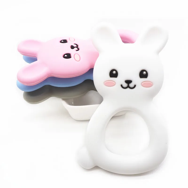 

Chenkai 1PC Silicone Bunny Teether DIY Baby Shower Chewing Pendant Nursing Sensory Rabbit Teething Pacifier Dummy Toy Gfit