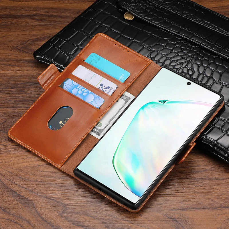 Для samsung Galaxy Note10 флип-кейс из натуральной кожи деловой бумажник oil Wax Подставка Крышка смартфона для samsung Note10 Plus