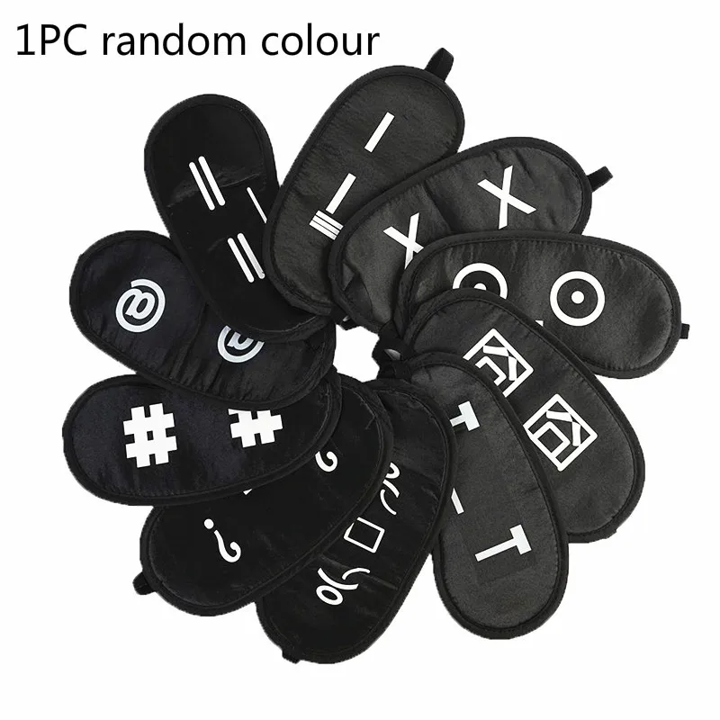 1PC random colour Маска для сна с милым черным рисунком, крышка теней для глаз, тени для глаз, повязка для глаз, переносная повязка на глаза для девочек, расслабляющая отдых в путешествии, повязка для глаз - Цвет: 1PC random colour