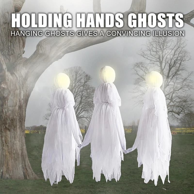 

Halloween Holding Hands Ghosts Decoration Light-Up Glow Haunted House Ghost Decor Ornaments Garden Decor Party Supplies 2021