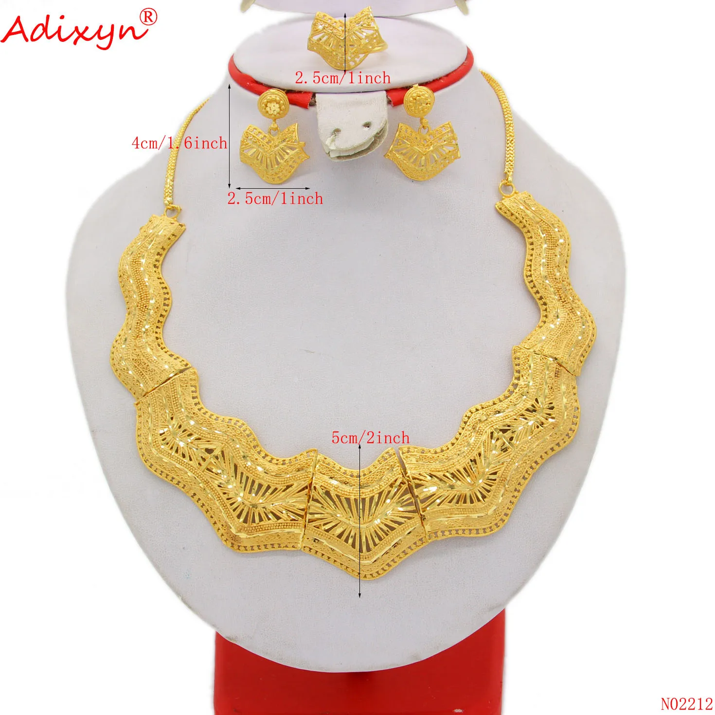

Adixyn Dubai Jewelry Sets Necklace Earring Ring For Women African Arab Wedding Party Gold Jewelry Ethiopia Bridal Gift N02212